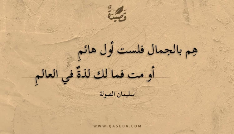 قصيدة هم بالجمال فلست أول هائم