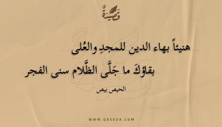قصيدة هنيئا بهاء الدين للمجد والعلى