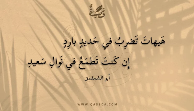 قصيدة هيهات تضرب في حديد بارد