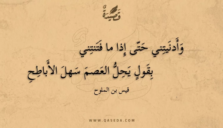 قصيدة وأدنيتني حتى إذا ما فتنتني