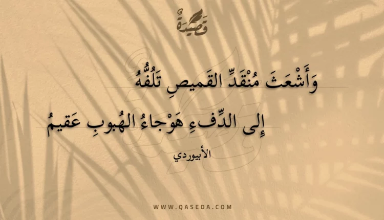 قصيدة وأشعث منقد القميص تلفه
