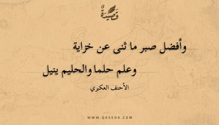 قصيدة وأفضل صبر ما ثنى عن خزاية