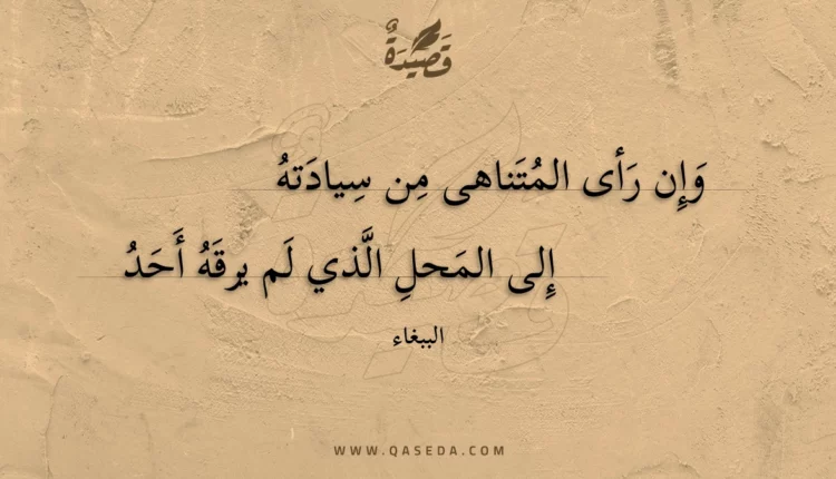 قصيدة وإن رأى المتناهى من سيادته