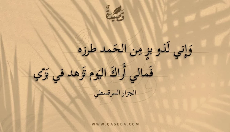 قصيدة وإني لذو بز من الحمد طرزه