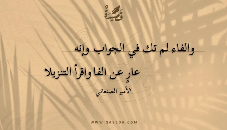قصيدة والفاء لم تك في الجواب وإنه