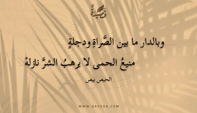 قصيدة وبالدار ما بين الصراة ودجلة