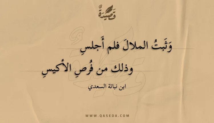 قصيدة وثبت الملال فلم أجلس