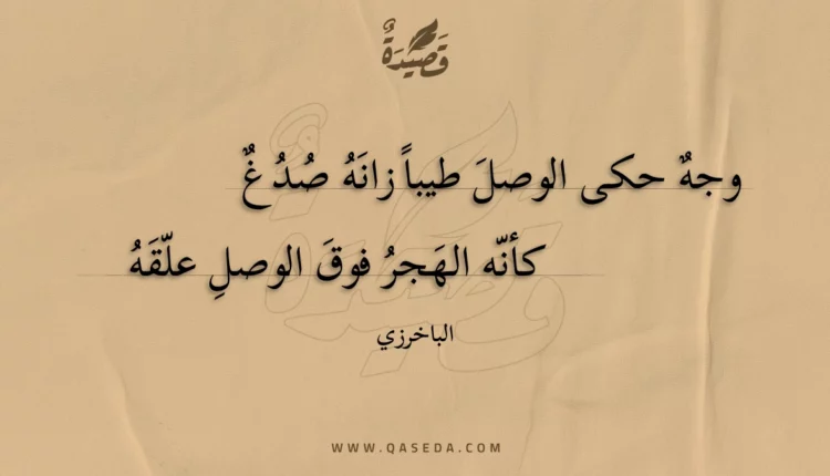 قصيدة وجه حكى الوصل طيبا زانه صدغ