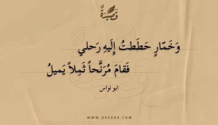 قصيدة وخمار حططت إليه رحلي