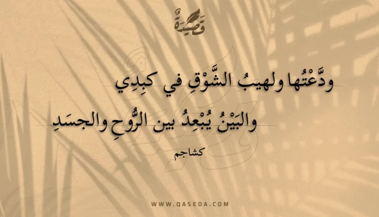 قصيدة ودعتها ولهيب الشوق في كبدي والبين