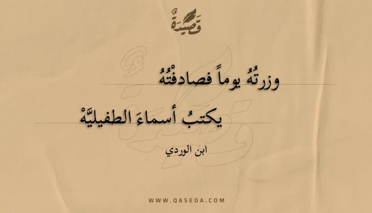 قصيدة وزرته يوما فصادفته