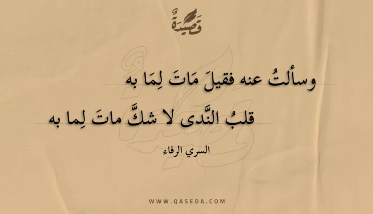 قصيدة وسألت عنه فقيل مات لما به