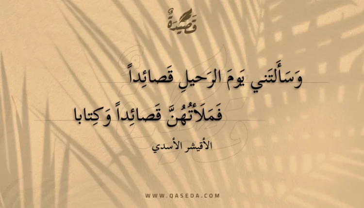 قصيدة وسألتني يوم الرحيل قصائدا