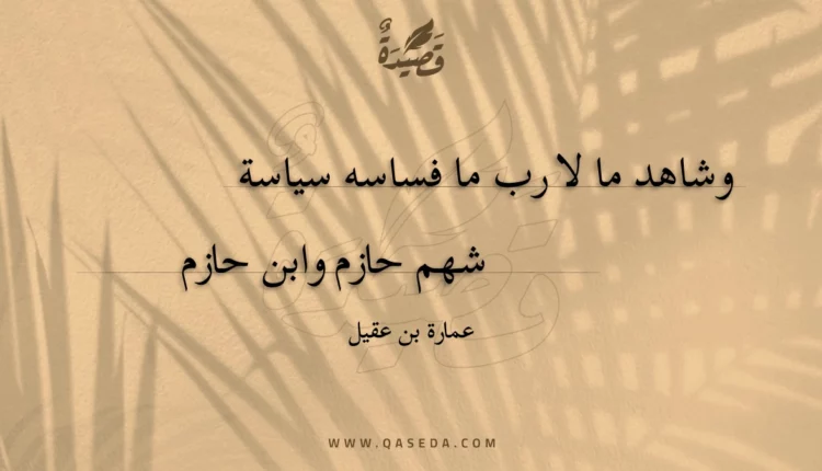 قصيدة وشاهد ما لا رب ما فساسه سياسة