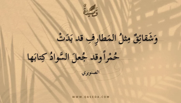 قصيدة وشقائق مثل المطارف قد بدت