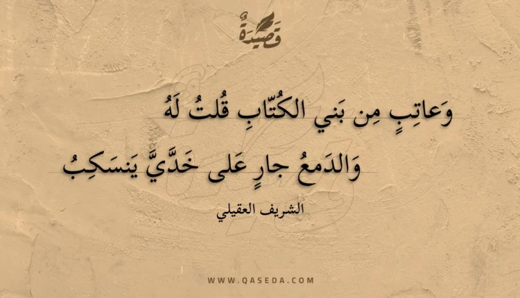 قصيدة وعاتب من بني الكتاب قلت له