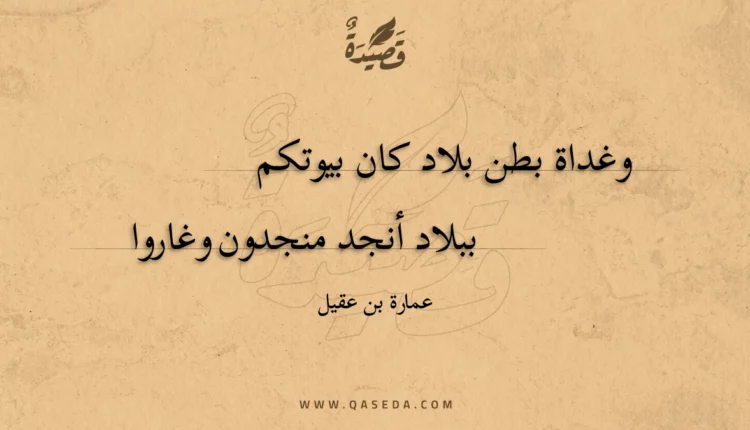 قصيدة وغداة بطن بلاد كان بيوتكم