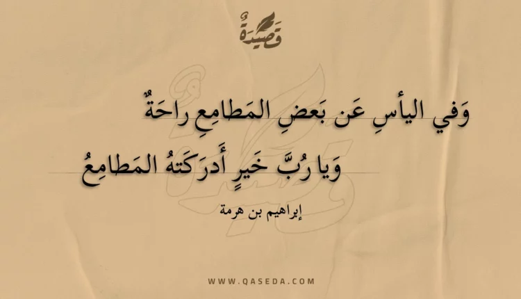 قصيدة وفي اليأس عن بعض المطامع راحة