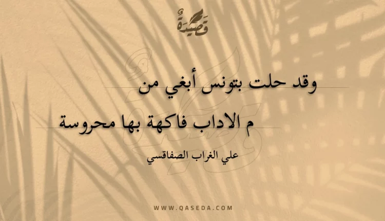 قصيدة وقد حلت بتونس أبغي من