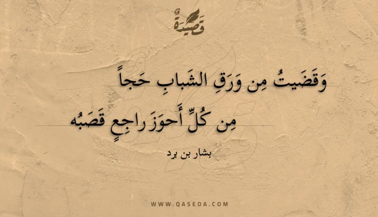 قصيدة وقضيت من ورق الشباب حجا