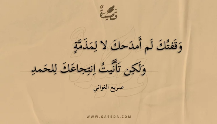 قصيدة وقفتك لم أمدحك لا لمذمة