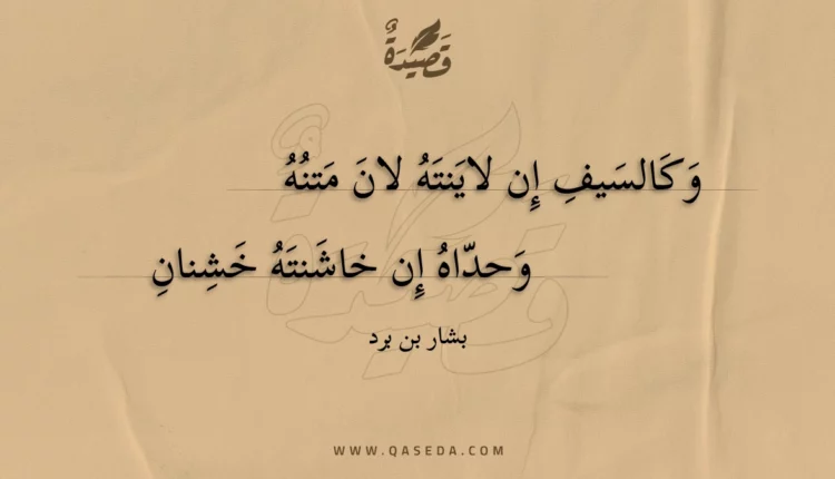 قصيدة وكالسيف إن لاينته لان متنه