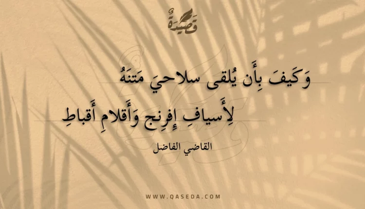 قصيدة وكيف بأن يلقى سلاحي متنه