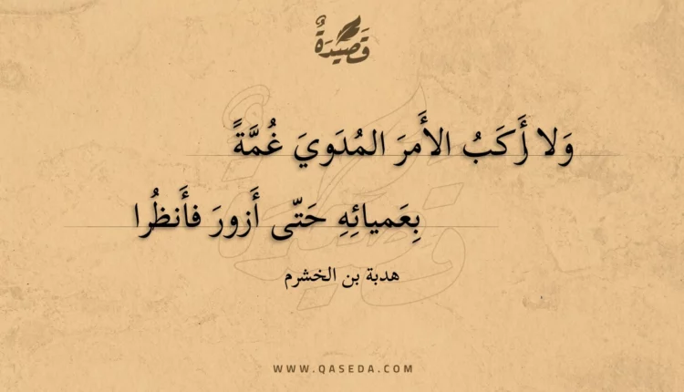 قصيدة ولا أركب الأمر المدوي غمة