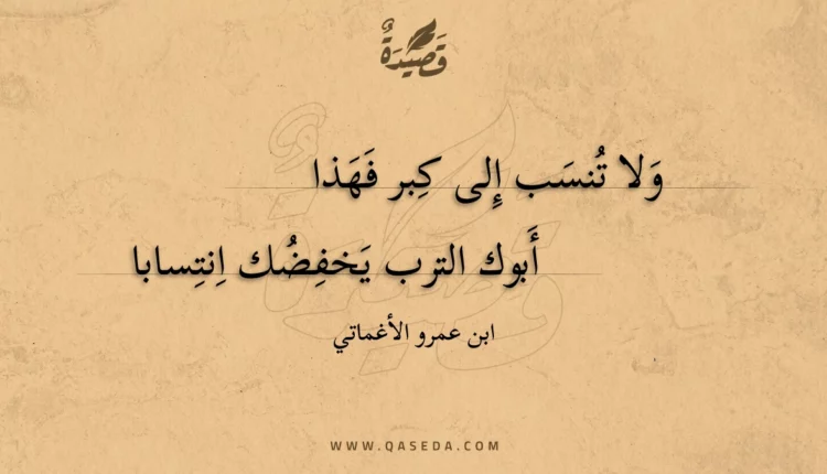 قصيدة ولا تنسب إلى كبر فهذا