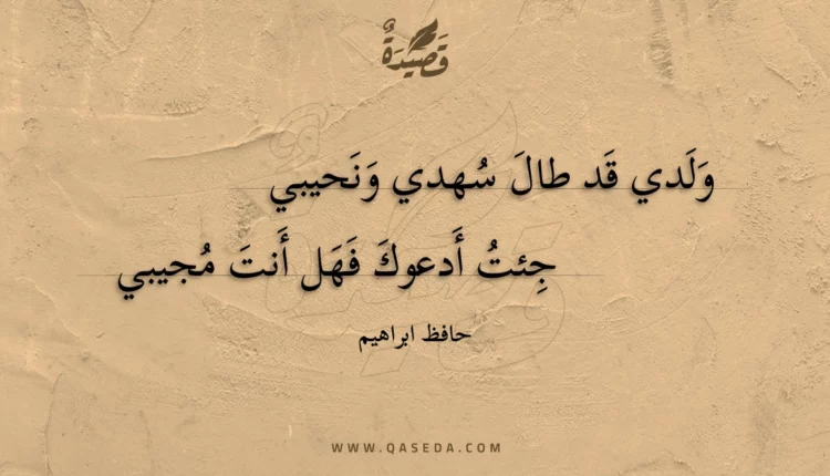 قصيدة ولدي قد طال سهدي ونحيبي