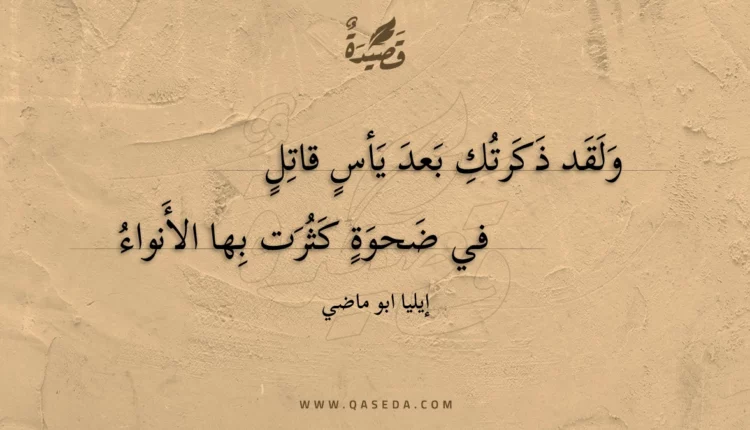 قصيدة ولقد ذكرتك بعد يأس قاتل