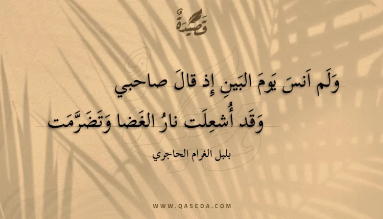 قصيدة ولم انس يوم البين إذ قال صاحبي