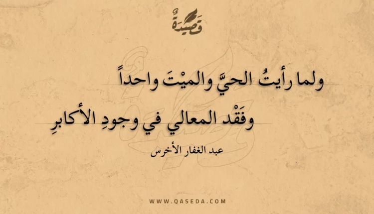 قصيدة ولما رأيت الحي والميت واحدا