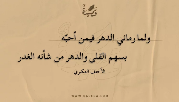 قصيدة ولما رماني الدهر فيمن أحبه