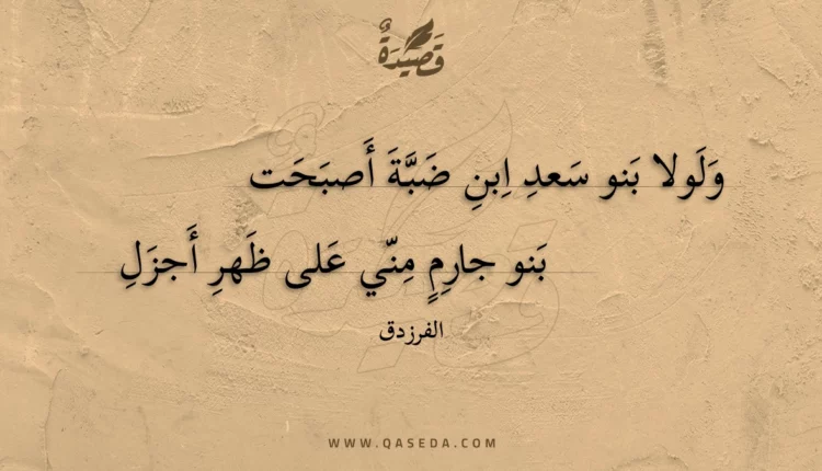 قصيدة ولولا بنو سعد ابن ضبة أصبحت