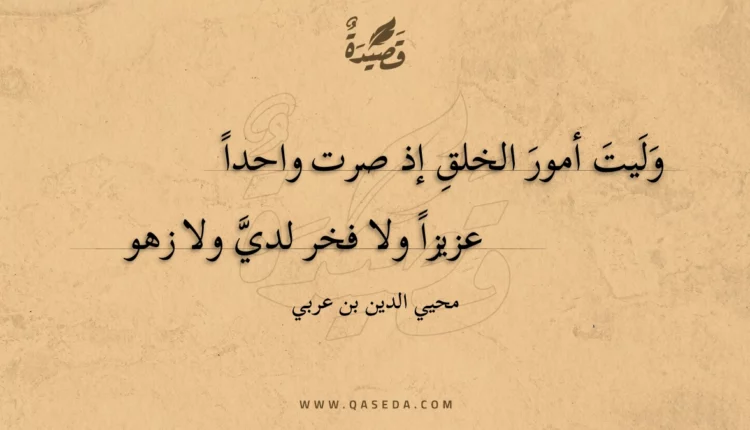 قصيدة وليت أمور الخلق إذ صرت واحدا