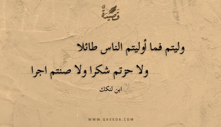 قصيدة وليتم فما أوليتم الناس طائلا
