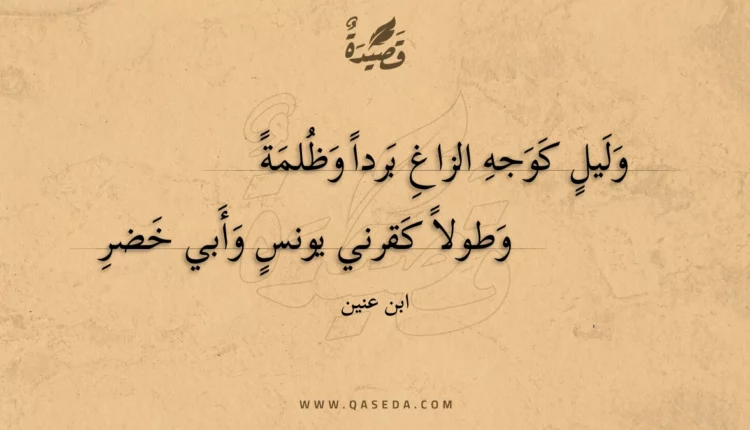 قصيدة وليل كوجه الزاغ برداً وظلمة