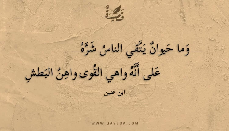 قصيدة وما حيوان يتقي الناس شره
