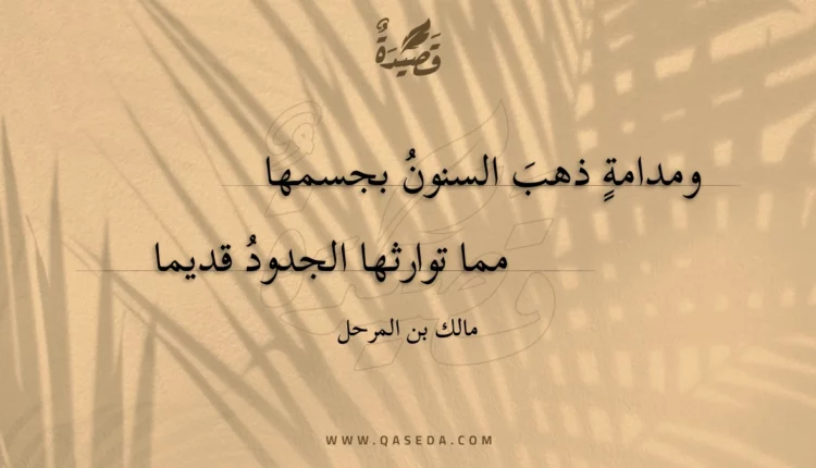 قصيدة ومدامة ذهب السنون بجسمها