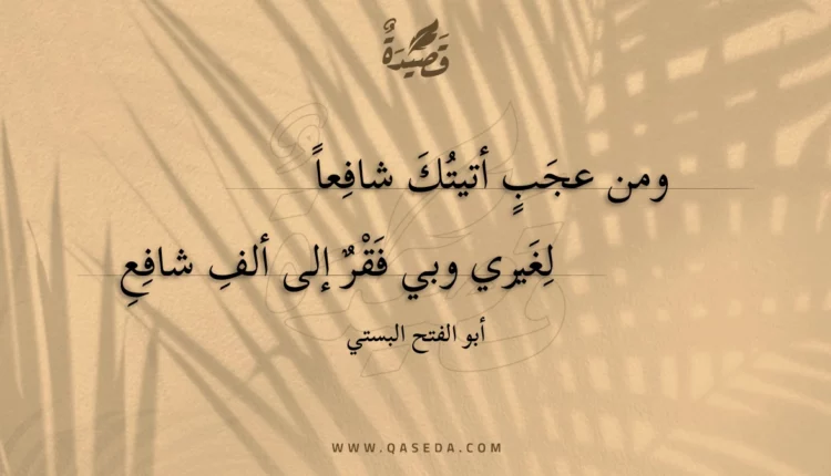 قصيدة ومن عجب أتيتك شافعا