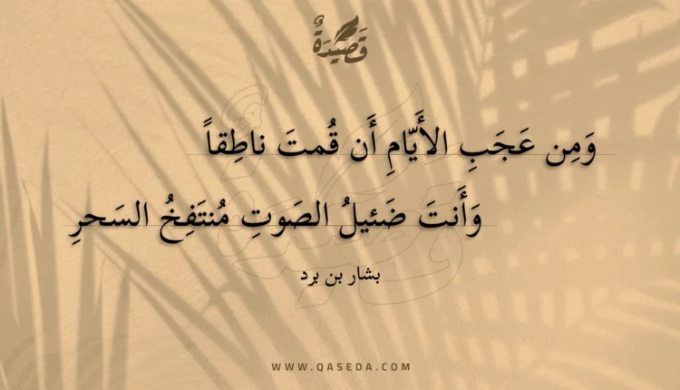 قصيدة ومن عجب الأيام أن قمت ناطقا