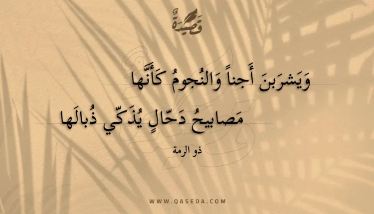 قصيدة ويشربن أجنا والنجوم كأنها