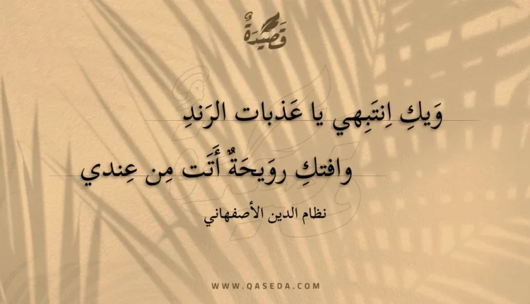 قصيدة ويك انتبهي يا عذبات الرند