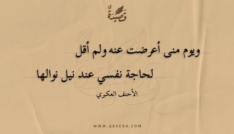 قصيدة ويوم منى أعرضت عنه ولم أقل