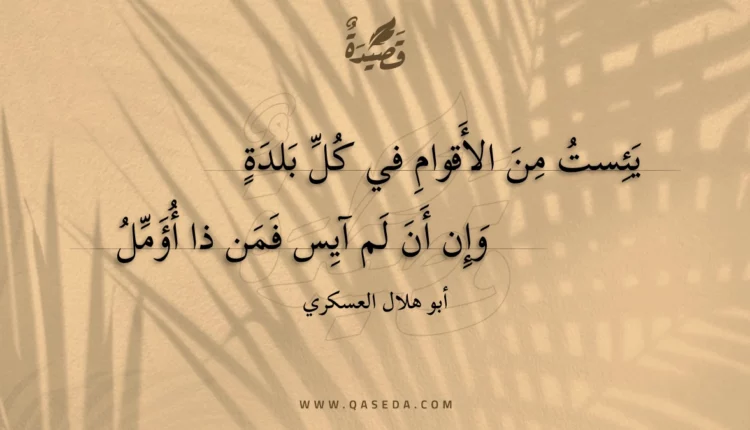 قصيدة يئست من الأقوام في كل بلدة