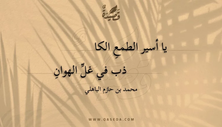 قصيدة يا أسير الطمعِ الكاذب
