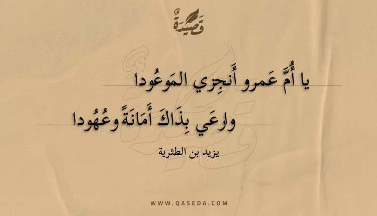 قصيدة يا أم عمرو أنجزي الموعودا