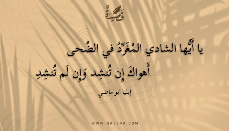 قصيدة يا أيها الشادي المغرد في الضحى