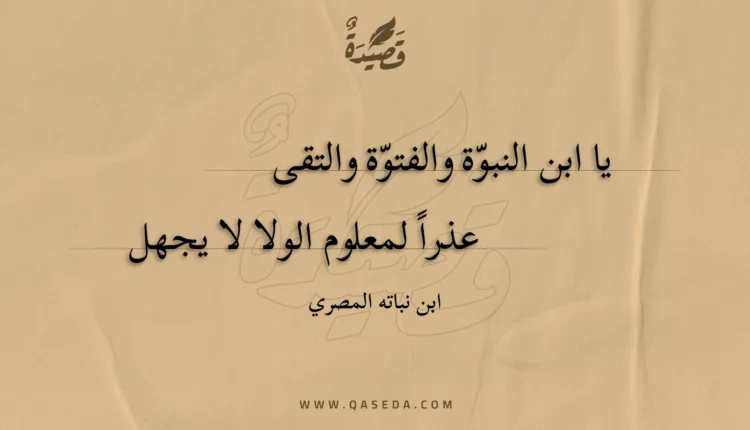 قصيدة يا ابن النبوة والفتوة والتقى